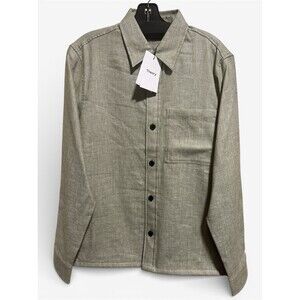 Theory Mens Clyford Green Long Sleeve Linen Blend Pockets Button Shirt XS NWT245